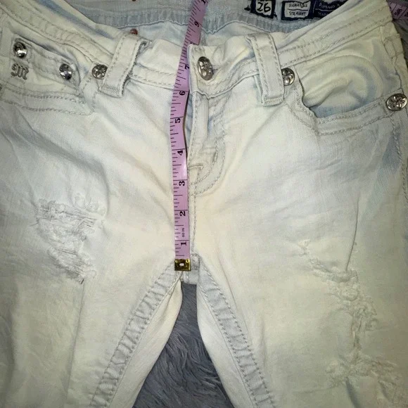 Miss Me Jeans Women's 26 Straight Acid Bleach Wash Studded Rhinestone Grunge - Picture 8 of 15